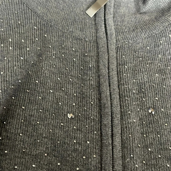 Vila Zip Front Mock Neck Studded Cardigan Sweater Heather Charcoal - NEW - Med. - Picture 4 of 7